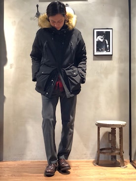 「ショット」｜「アイテム（ダウンジャケット/コート）」を使った、KENJI KUBOTAさん（メンズ・176cm）の冬コーディネート