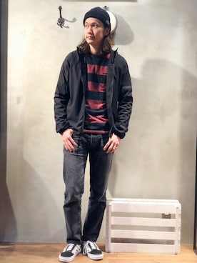 「ショット」｜「アイテム（ニットキャップ/ビーニー）」を使った、KENJI KUBOTAさん（メンズ・176cm）の春コーディネート