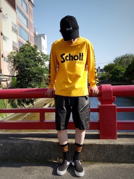 「ショット」｜「アイテム（キャップ）」を使った、KENJI KUBOTAさん（メンズ・176cm）の夏コーディネート