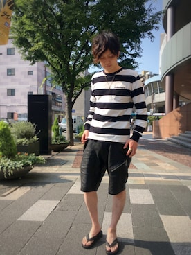 「ショット」｜「アイテム（サンダル）」を使った、KENJI KUBOTAさん（メンズ・176cm）の夏コーディネート