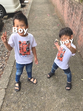 「TEVAサンダル」｜Boy.boyさん（キッズ・120cm）の冬コーディネート