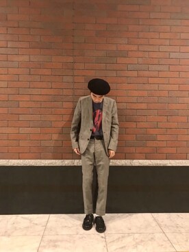 「LOUNGE LIZARD（ラウンジリザード）のアイテム（テーラードジャケット）」を使った、kazuma さん（メンズ・165cm）の秋コーディネート