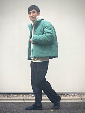 「アイテム（その他アウター、グリーン系）」を使った、すけしゅんさん（メンズ・174cm）の秋コーディネート