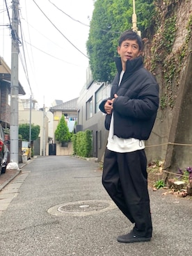 「ドルマンスリーブ」｜「アイテム（その他アウター）」を使った、すけしゅんさん（メンズ・174cm）の秋コーディネート