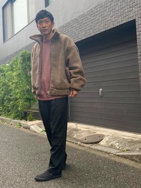 「ベージュ×ブラック」｜「アイテム（ブルゾン）」を使った、すけしゅんさん（メンズ・174cm）の秋コーディネート