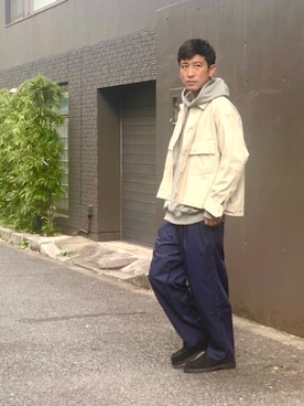 「ネイビーコーデ」｜「アイテム（その他アウター）」を使った、すけしゅんさん（メンズ・174cm）の秋コーディネート