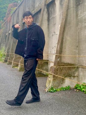 「ACE SHOP（エースショップ）のコーデュロイ　ミリタリー　ジャケット（その他アウター、ブラック系）」を使った、すけしゅんさん（メンズ・174cm）の秋コーディネート