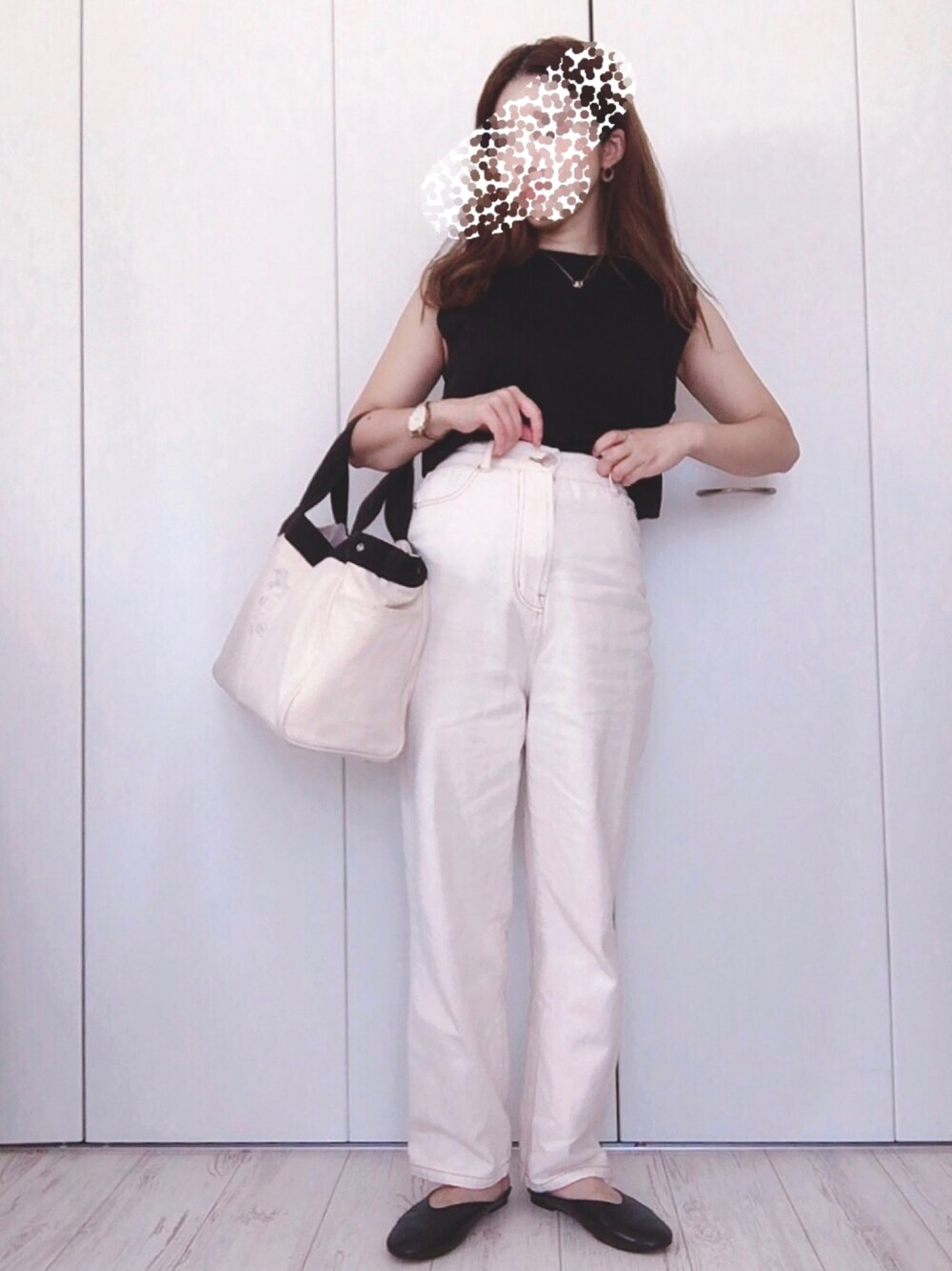 「秋のコーデ、今日のコーデ、プチプラ、おしゃれさんと繋がりたい、カジュアル、秋、152cm、低身長、低身長コーデ」｜「KOBE LETTUCEのハイウエストストレートデニムパンツ（デニムパンツ、ホワイト系）」を使った、𝚌𝚘𝚗𝚊𝚝𝚜𝚞☽さん（レディース・152cm）の秋コーディネートの1枚目の写真
