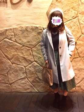 「WC（ダブル シー）のアイテム（ハンチング/ベレー帽）」を使った、chikoさん（レディース・156cm）の冬コーディネート