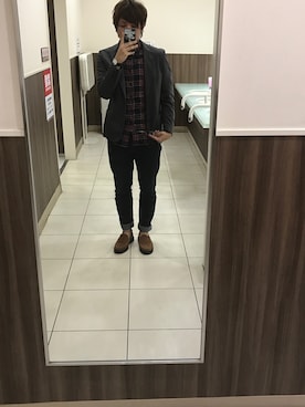 「アイテム（モカシン/デッキシューズ）」を使った、koukiさん（メンズ・167cm）の冬コーディネート
