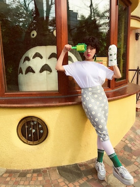 「BODY WILD（ボディーワイルド）のアイテム（トップス）」を使った、MifanLiuさん（レディース・158cm）の春コーディネート