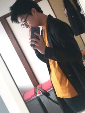 「UNIQLO（ユニクロ）のアイテム（ポロシャツ、イエロー系）」を使った、SHOUKICHIさん（メンズ・174cm）の冬コーディネート