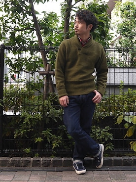 「SUPERGA（スペルガ）のアイテム」を使った、toit（メンズ）店長 Yu-Taさん（メンズ・165cm）の冬コーディネート