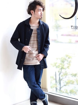 「SUPERGA（スペルガ）のアイテム」を使った、toit（メンズ）店長 Yu-Taさん（メンズ・165cm）の春コーディネート