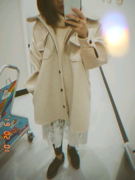 「レースワンピース」｜「アイテム（その他アウター）」を使った、Kuroさん（レディース・154cm）の冬コーディネート