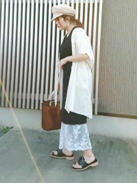 「おおぶりピアス」｜「アイテム（スカート）」を使った、Kuroさん（レディース・154cm）の春コーディネート
