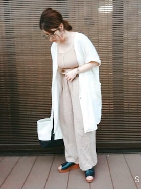 「おおぶりピアス」｜「アイテム（シャツ/ブラウス）」を使った、Kuroさん（レディース・154cm）の春コーディネート