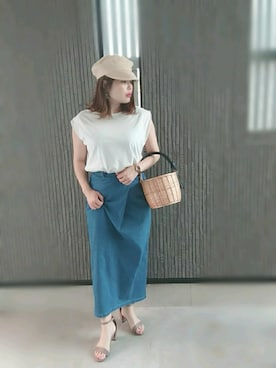 「カコバッグ」｜「アイテム（スカート）」を使った、Kuroさん（レディース・154cm）の夏コーディネート