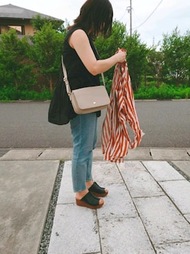 「ZOZO（ゾゾ）のスリムテーパードデニムパンツ［WOMEN］（デニムパンツ）」を使った、Kuroさん（レディース・154cm）の夏コーディネート