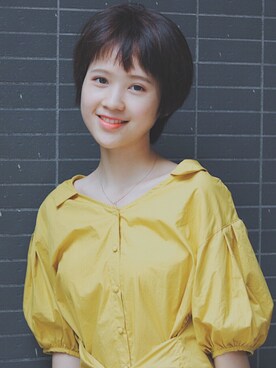 「NICE CLAUP（ナイスクラップ）のアイテム（シャツ/ブラウス、イエロー系）」を使った、无氧年さん（レディース・160cm）の夏コーディネート