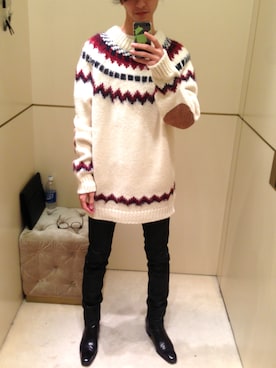 「SAINT LAURENT PARIS（サンローランパリ）のアイテム（ニット/セーター）」を使った、hisaさん（メンズ・180cm）の秋コーディネート