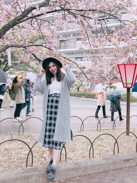 「H&M（エイチ・アンド・エム）のアイテム（ハット）」を使った、Hennyさん（レディース・163cm）の春コーディネート