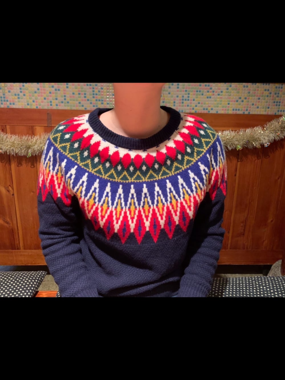 「古着のアイテム（ニット/セーター、ブルー系）」を使った、A さん（レディース・163cm）の秋コーディネートの1枚目の写真