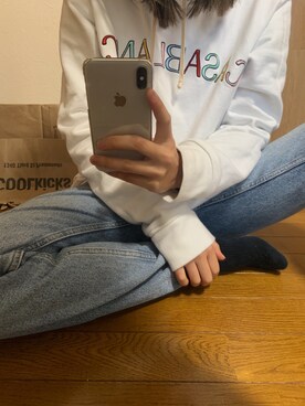 CASABLANCA カサブランカ シュールプール ホワイト パーカー TINY HULA GIRL HOODIE 手刺繍 フラガール ワンポイント - ユニ