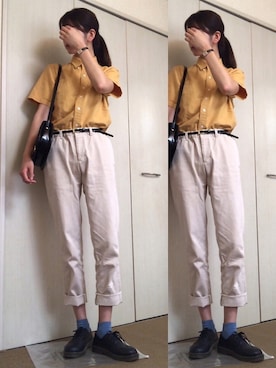 「ADAM ET ROPE'（アダムエロペ）のラウンドクロスボディーバッグ（ショルダーバッグ）」を使った、non.さん（レディース・169cm）の夏コーディネート