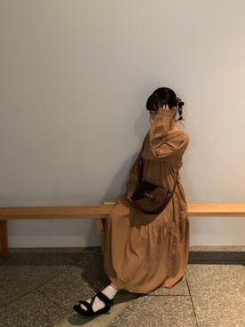 「ehka sopo（エヘカソポ）のアイテム（ワンピース/ドレス、ブラウン系）」を使った、aiさん（レディース・146cm）の春コーディネート