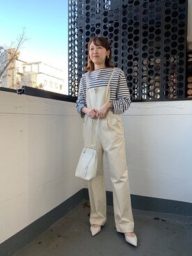 「RIVEDROITE」｜「アイテム（サロペット/オーバーオール）」を使った、MEGUMIさん（レディース・159cm）の冬コーディネート