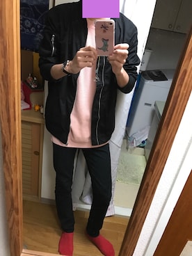 「GU（ジーユー）の（GU）スキニーフィットジーンズ（MEN ⁄ ジーンズ）」を使った、はーるきんぽんさん（メンズ・180cm）の春コーディネート