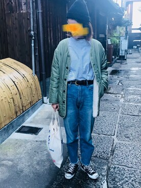 「URBAN RESEARCH Sonny Label（アーバンリサーチサニーレーベル）のアイテム（デニムパンツ、ブルー系）」を使った、MATSUKOUBOさん（レディース）の冬コーディネート