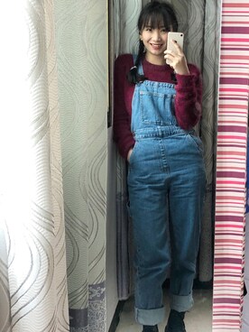 「MONKI（モンキ）のアイテム（オールインワン・サロペット）」を使った、chunlaiさん（レディース・158cm）の冬コーディネート