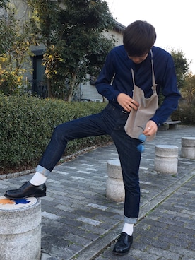 「RAGEBLUE（レイジブルー）のアイテム（デニムパンツ）」を使った、Ryoさん（メンズ・173cm）の春コーディネート