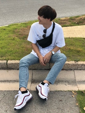 「501(R) Skinny（ゴーマルイチスキニー）の501(R) Skinny スキニージーンズ ミディアムインディゴブルー HILLMAN/14.75oz（デニムパンツ）」を使った、Ryoさん（メンズ・172cm）の夏コーディネート