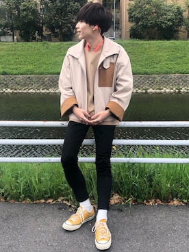 「UNIQLO（ユニクロ）のWOMEN ウルトラストレッチジーンズ（デニムパンツ）」を使った、Ryoさん（メンズ・172cm）の春コーディネート