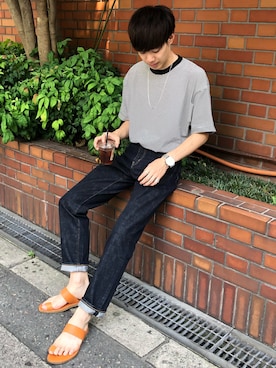 「Steven Alan（スティーブンアラン）のアイテム（サンダル）」を使った、Ryoさん（メンズ・172cm）の夏コーディネート