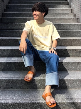 「Steven Alan（スティーブンアラン）のアイテム（サンダル）」を使った、Ryoさん（メンズ・172cm）の夏コーディネート