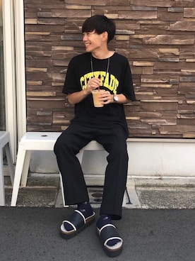 「MONKEY TIME（モンキータイム）のアイテム（その他パンツ）」を使った、Ryoさん（メンズ・172cm）の秋コーディネート