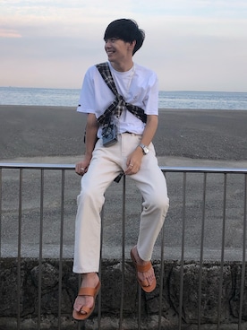「Steven Alan（スティーブンアラン）のアイテム（サンダル）」を使った、Ryoさん（メンズ・172cm）の秋コーディネート