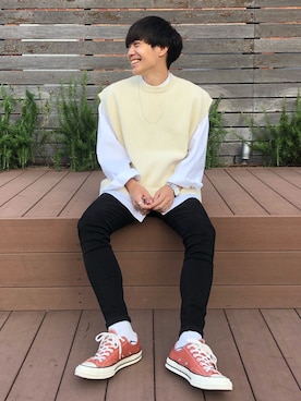 「FREAK'S STORE（フリークスストア）のアイテム（ベスト）」を使った、Ryoさん（メンズ・172cm）の秋コーディネート