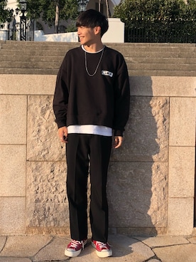 「MONKEY TIME（モンキータイム）のアイテム（その他パンツ）」を使った、Ryoさん（メンズ・172cm）の秋コーディネート