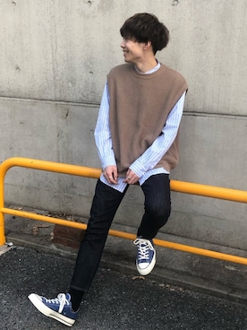 「LAKOLE（ラコレ）のアイテム（トップス）」を使った、Ryoさん（メンズ・172cm）の秋コーディネート