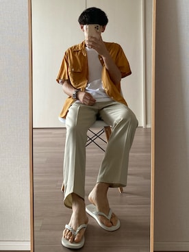 「MONKEY TIME（モンキータイム）のアイテム（スラックス）」を使った、Ryoさん（メンズ・172cm）の夏コーディネート