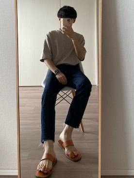 「Steven Alan（スティーブンアラン）のアイテム（サンダル）」を使った、Ryoさん（メンズ・172cm）の夏コーディネート