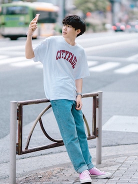 「MR.GENTLEMAN（ミスタージェントルマン）のアイテム（トップス）」を使った、Ryoさん（メンズ・172cm）の夏コーディネート