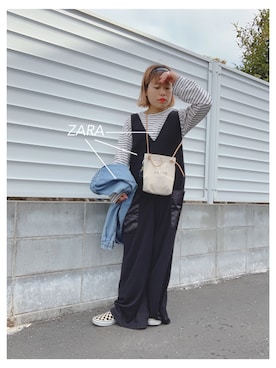 「ZARA（ザラ）のアイテム（サロペット/オーバーオール）」を使った、NAGIさん（レディース・148cm）の春コーディネート