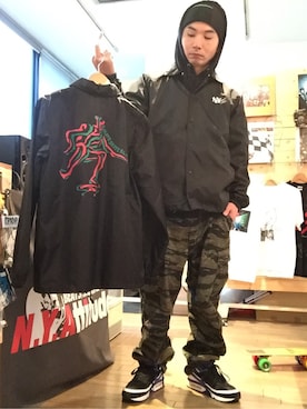 「スケートボード」｜「アイテム（ジャケット/アウター）」を使った、N.Y.A STOREさん（メンズ・170cm）の冬コーディネート