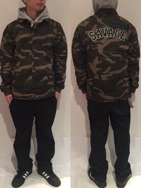 「RIPNDIP（リップンディップ）のアイテム（ジャケット/アウター）」を使った、N.Y.A STOREさん（メンズ・170cm）の冬コーディネート